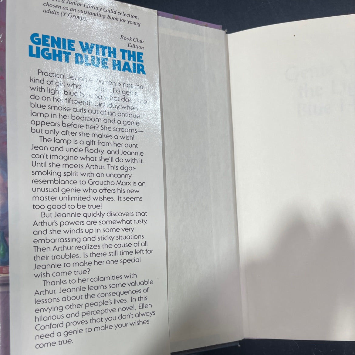 genie with the light blue hair book, by Ellen Conford, 1989 Hardcover