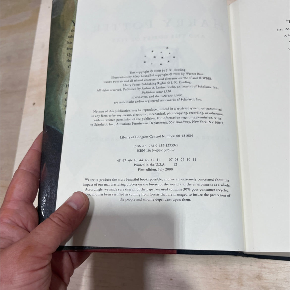 harry potter and the goblet of fire book, by j. k. rowling, 2000 Hardcover