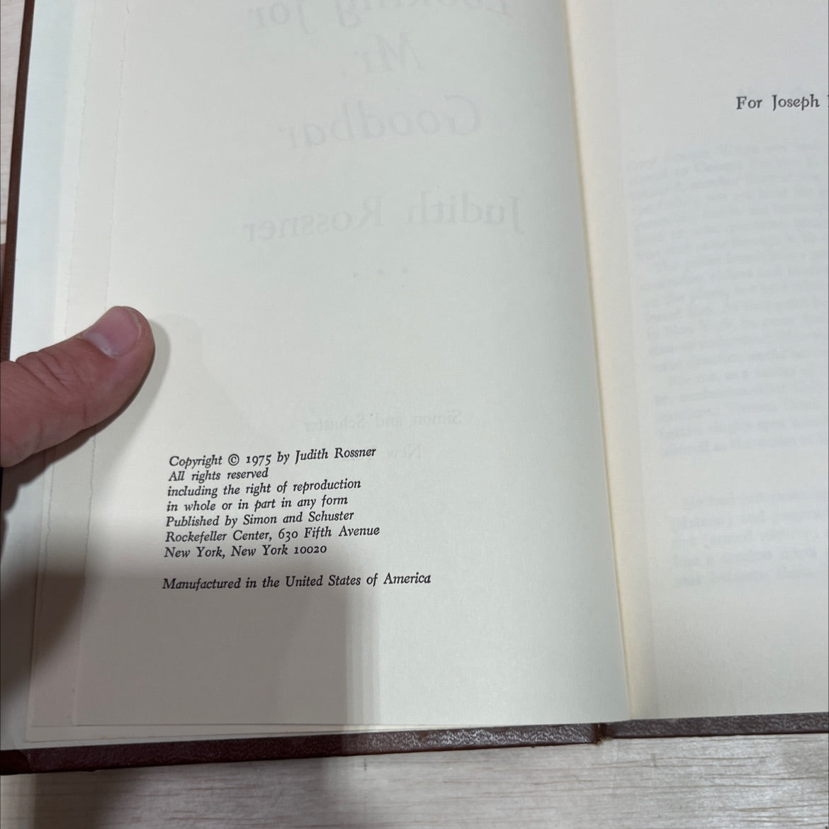 looking for mr. goodbar book, by judith rossner, 1975 Hardcover