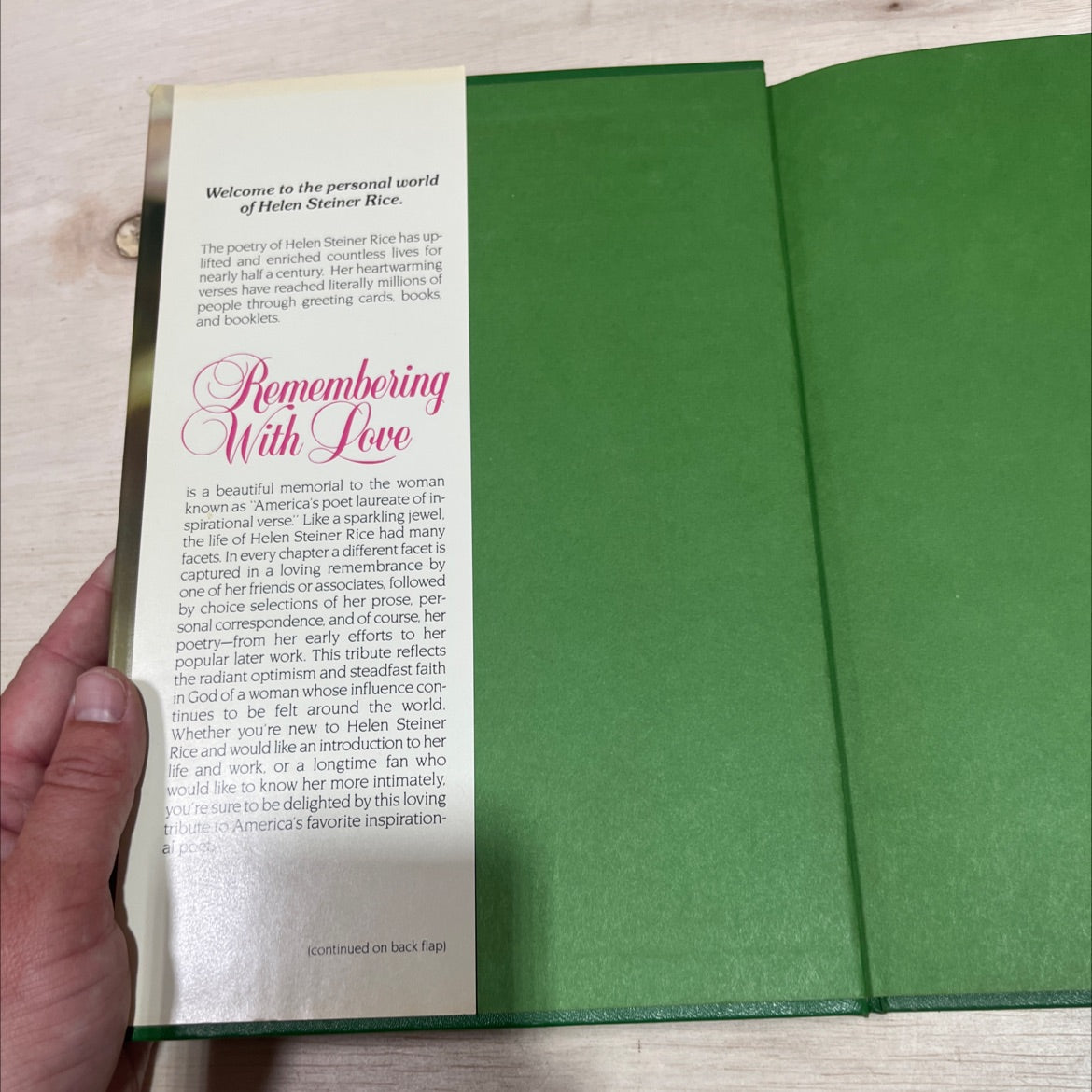 remembering with love book, by helen steiner rice, 1985 Hardcover
