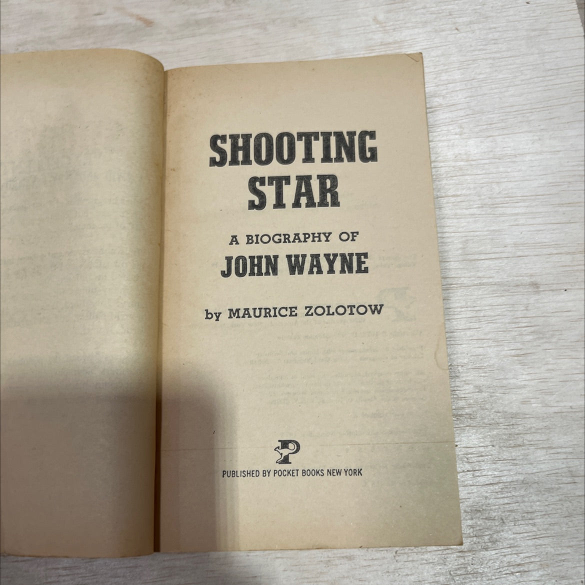 shooting star a biography of john wayne book, by maurice zolotow, 1979 Paperback