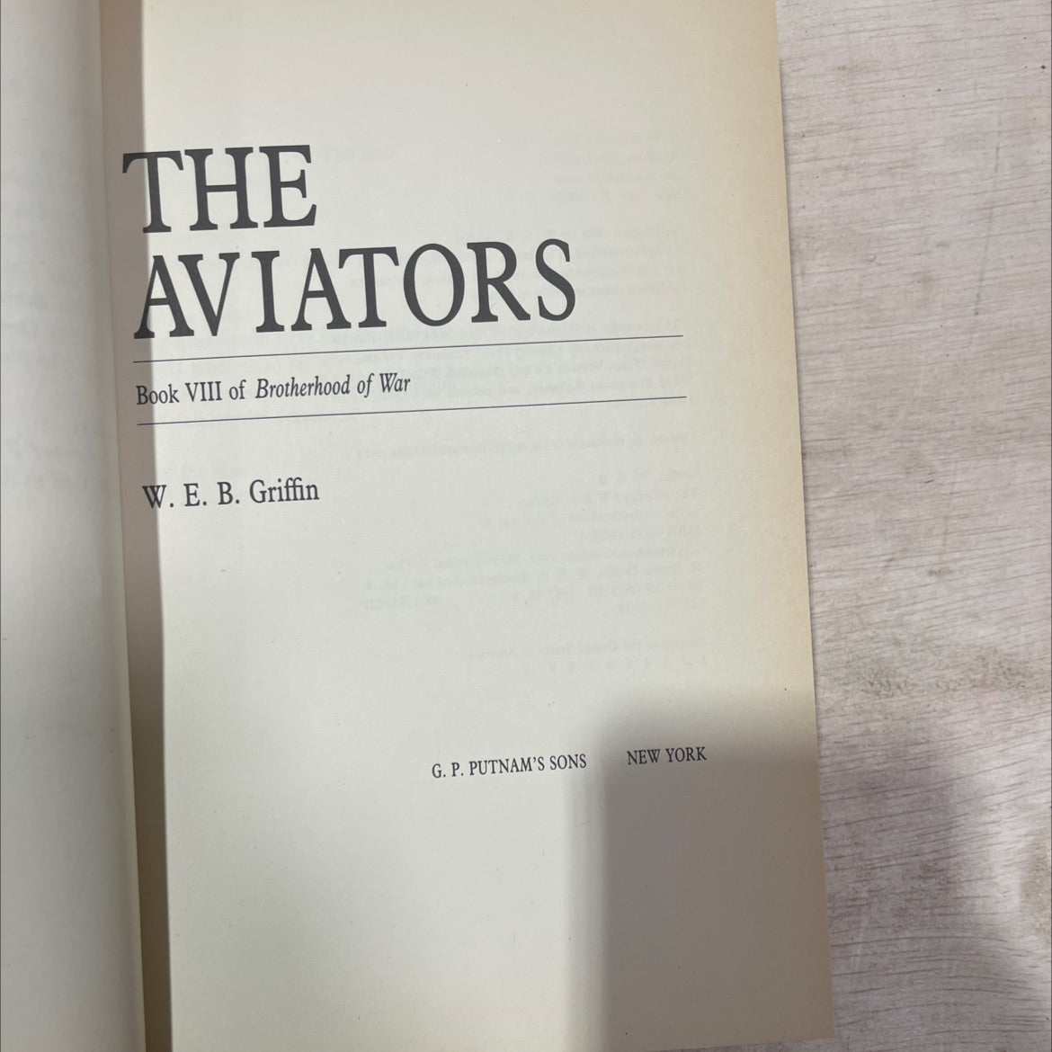 the aviators book, by W. E. B. Griffin, 1988 Hardcover, Vintage