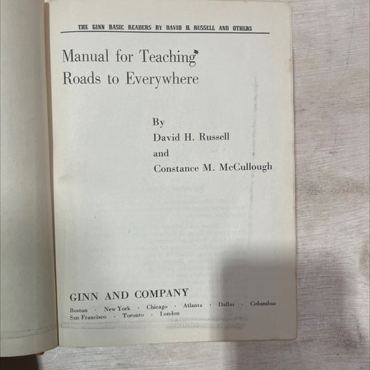 the ginn basic readers manual for teaching roads to everywhere book, by david h. russell and constance m. mccullough,