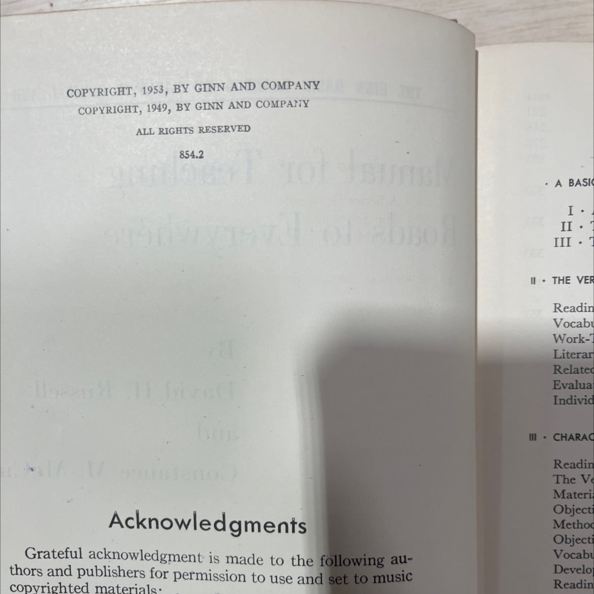 the ginn basic readers manual for teaching roads to everywhere book, by david h. russell and constance m. mccullough,
